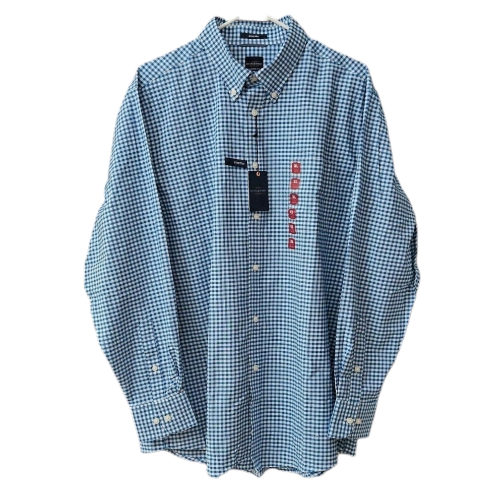 Dockers Battery Street Collection Button Down Shirt NEW Stretch Men's XL Gingham